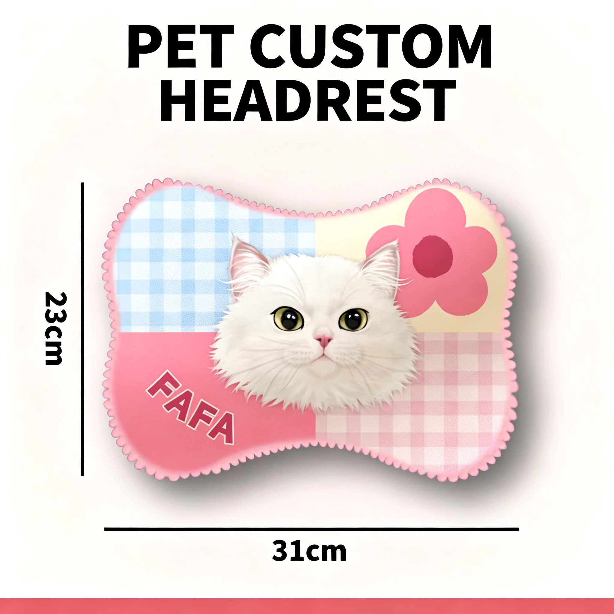 Custom Pet Photo Car Headrest Pillow, Personalized Dog Cat Picture Car Neck Support, Removable Washable Car Neck Pillow for Travel